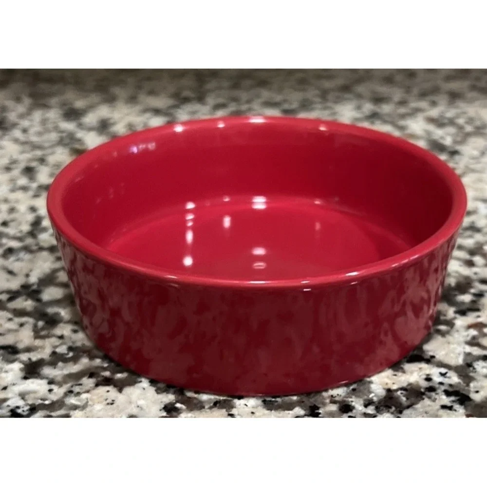 RAE DUNN Holiday Christmas MERRY CATMAS Red Cat Kitten Food Bowl